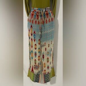 Johnny Was "Power Scarf" pants in Georgette with Mixed Prints Small